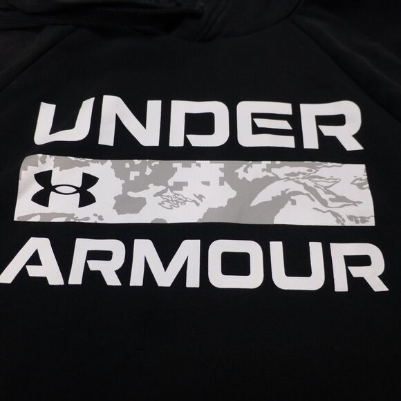 Under Armour Hoodie Mens Small Black Pullover Sweater Sweatshirt Loose Gym - Picture 3 of 8